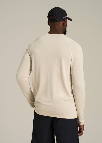 Long Sleeve Vented Training Top for Tall Men in Vanilla Latte