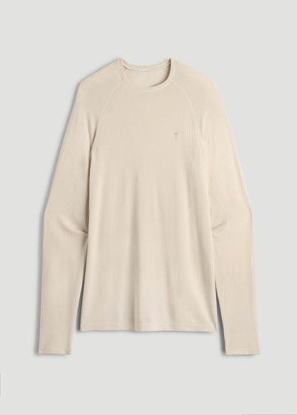 Long Sleeve Vented Training Top for Tall Men in Vanilla Latte