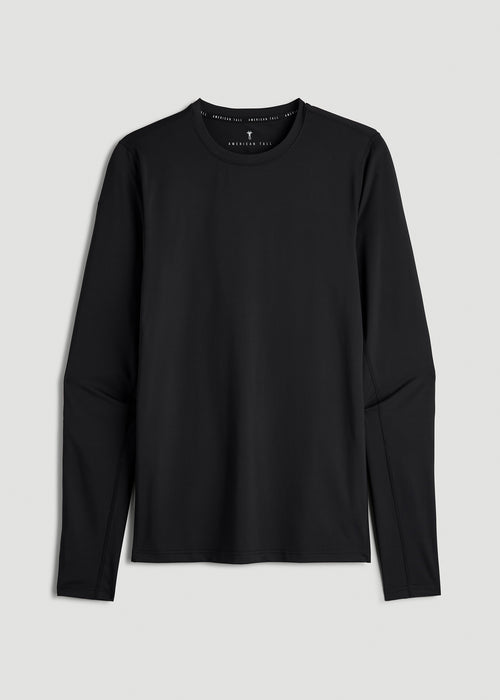 Long Sleeve UPF 50 Rash Guard for Tall Men in Black