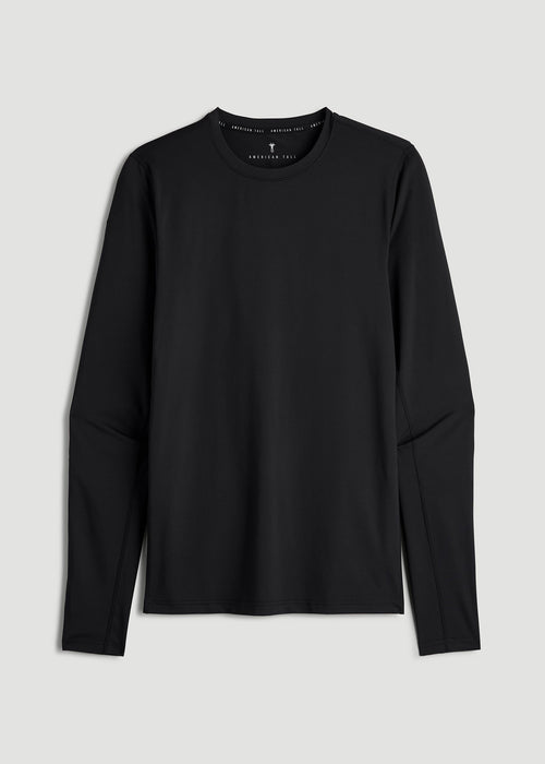Long Sleeve UPF 50 Rash Guard for Tall Men in Black