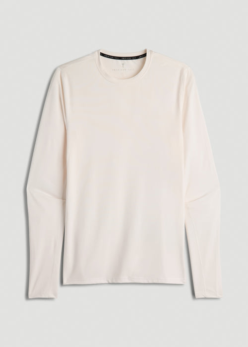 Long Sleeve UPF 50 Rash Guard for Tall Men in White Alyssum