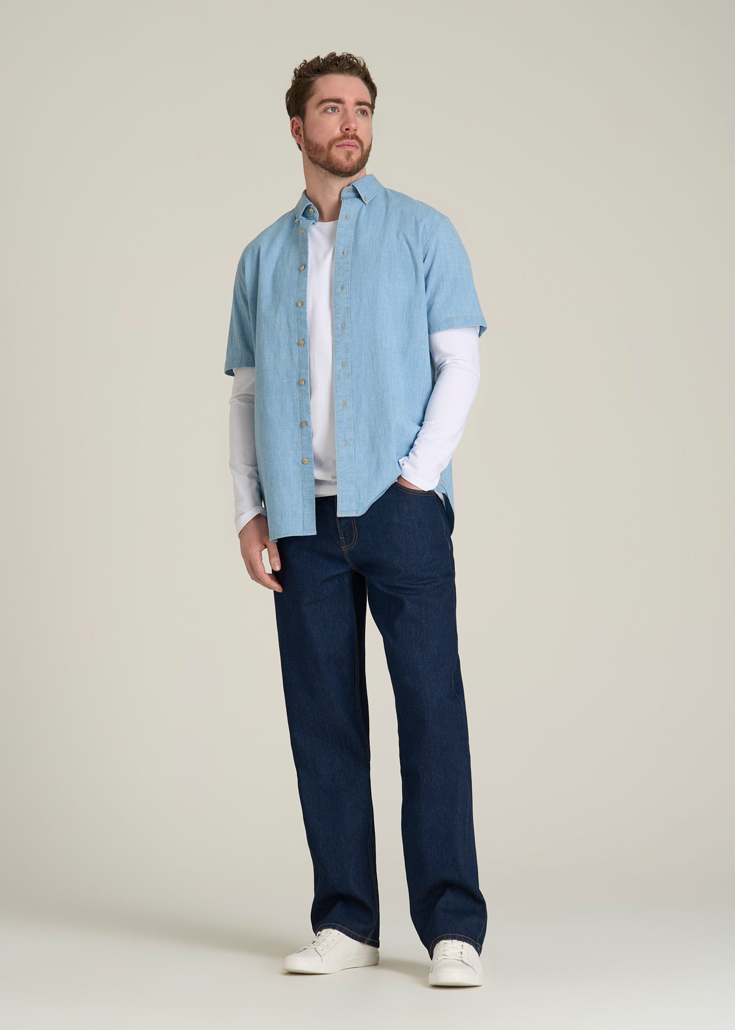 Loose Fit Jeans for Tall Men in Deep Indigo Wash