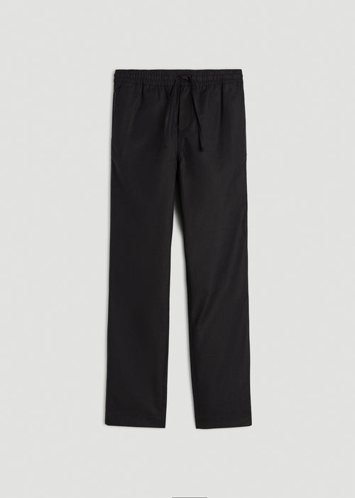 Stretch Cotton Linen Blend Pull-On Pants for Tall Men in Black