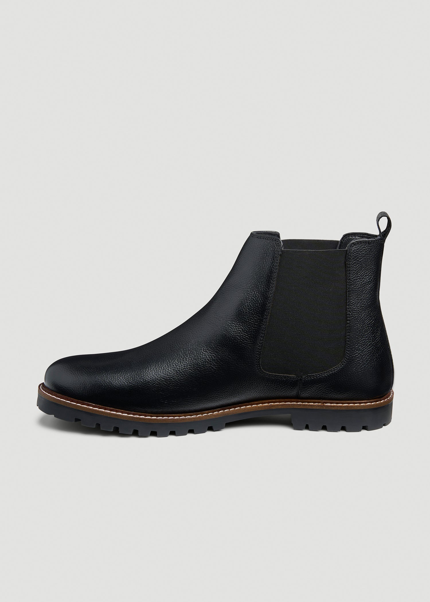 Lug Sole Chelsea Boots for Tall Men in Black