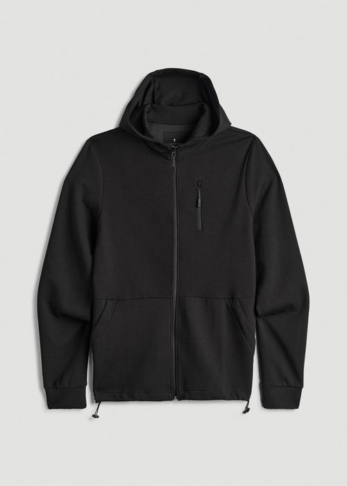 Tech-Knit Long Track Jacket for Tall Men in Black
