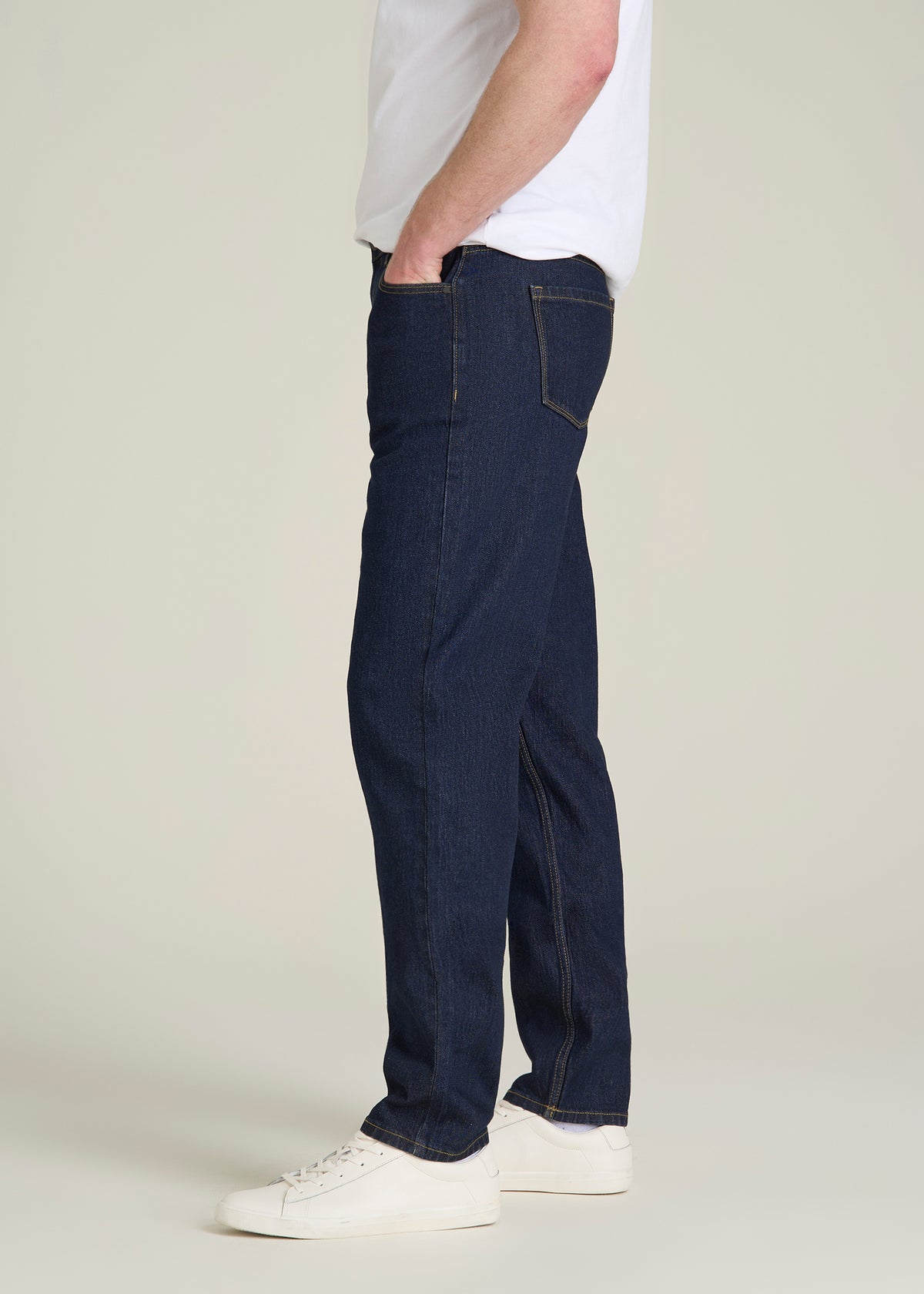 MILO Relaxed Tapered Fit Jeans for Tall Men in Deep Indigo Wash