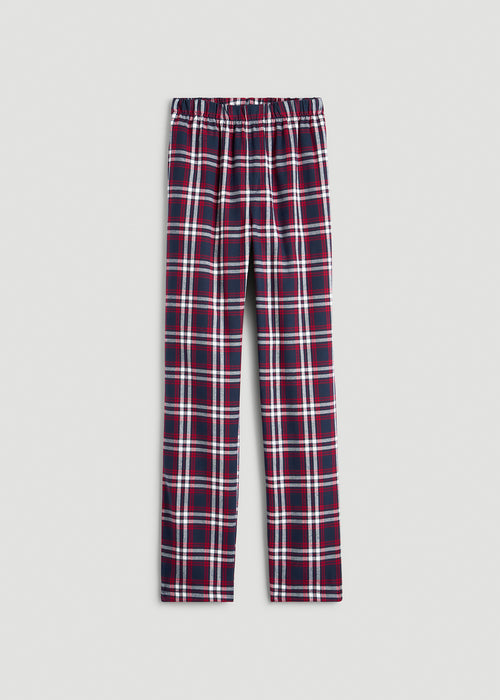 Plaid Pajama Pants for Tall Men in Navy & Red Tartan