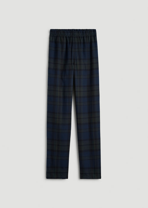 Plaid Pajama Pants for Tall Men in Olive & Dark Cobalt Plaid