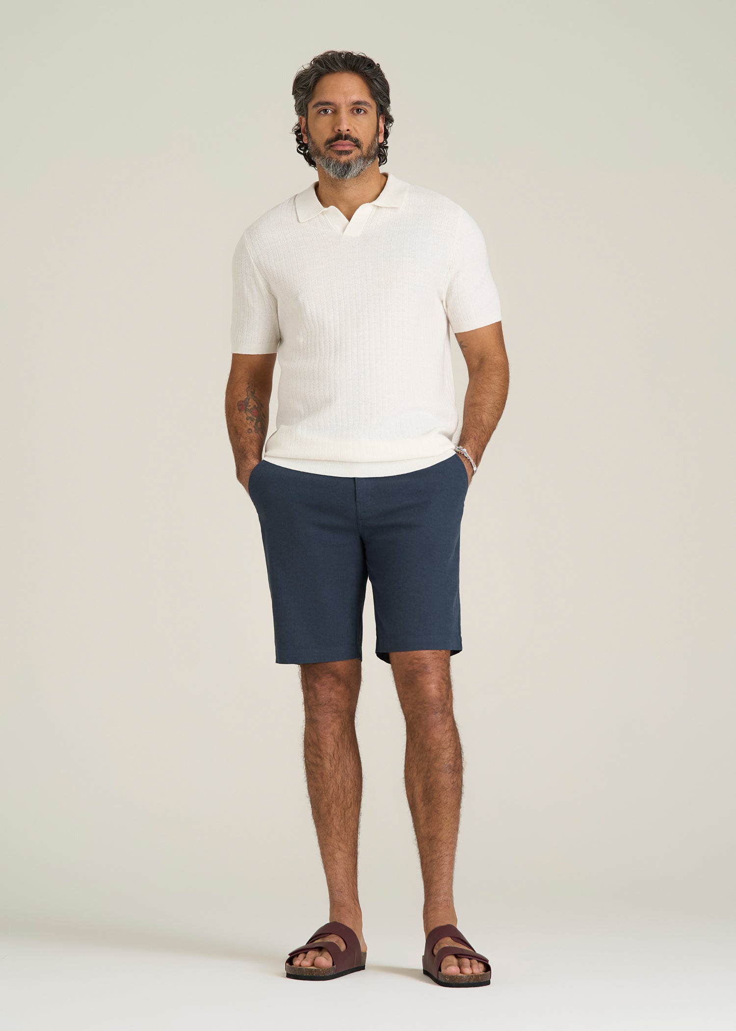 Linen Shorts For Tall Men in Chambray Linen