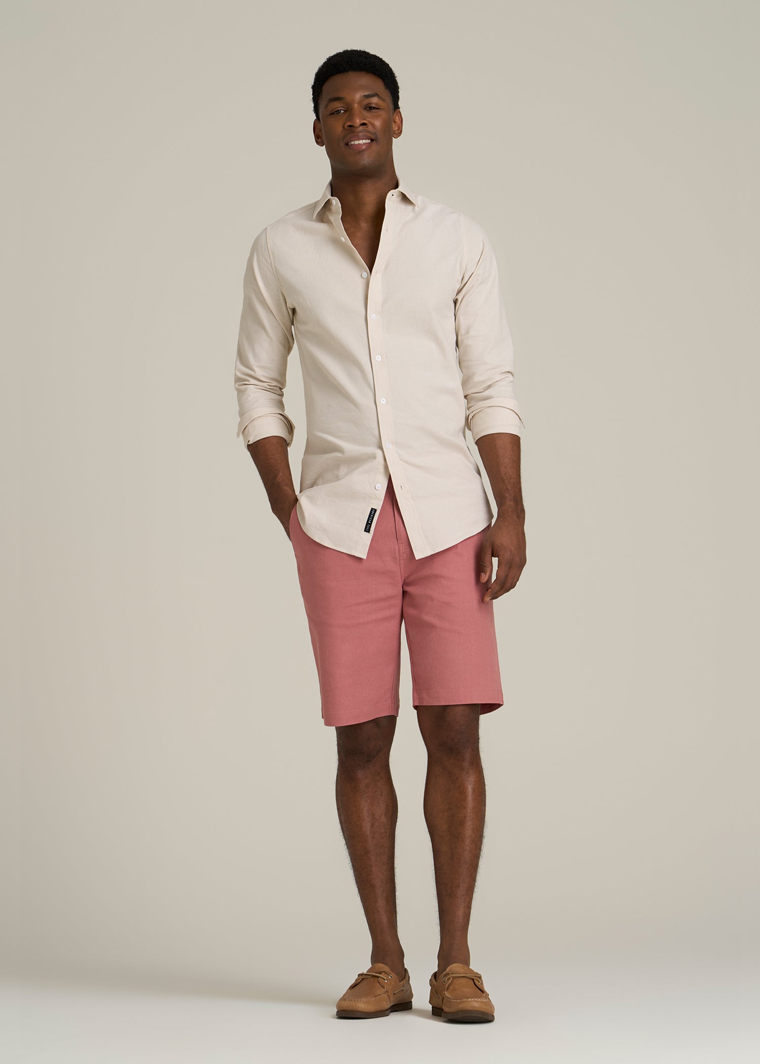 Linen Shorts For Tall Men in Withered Rose