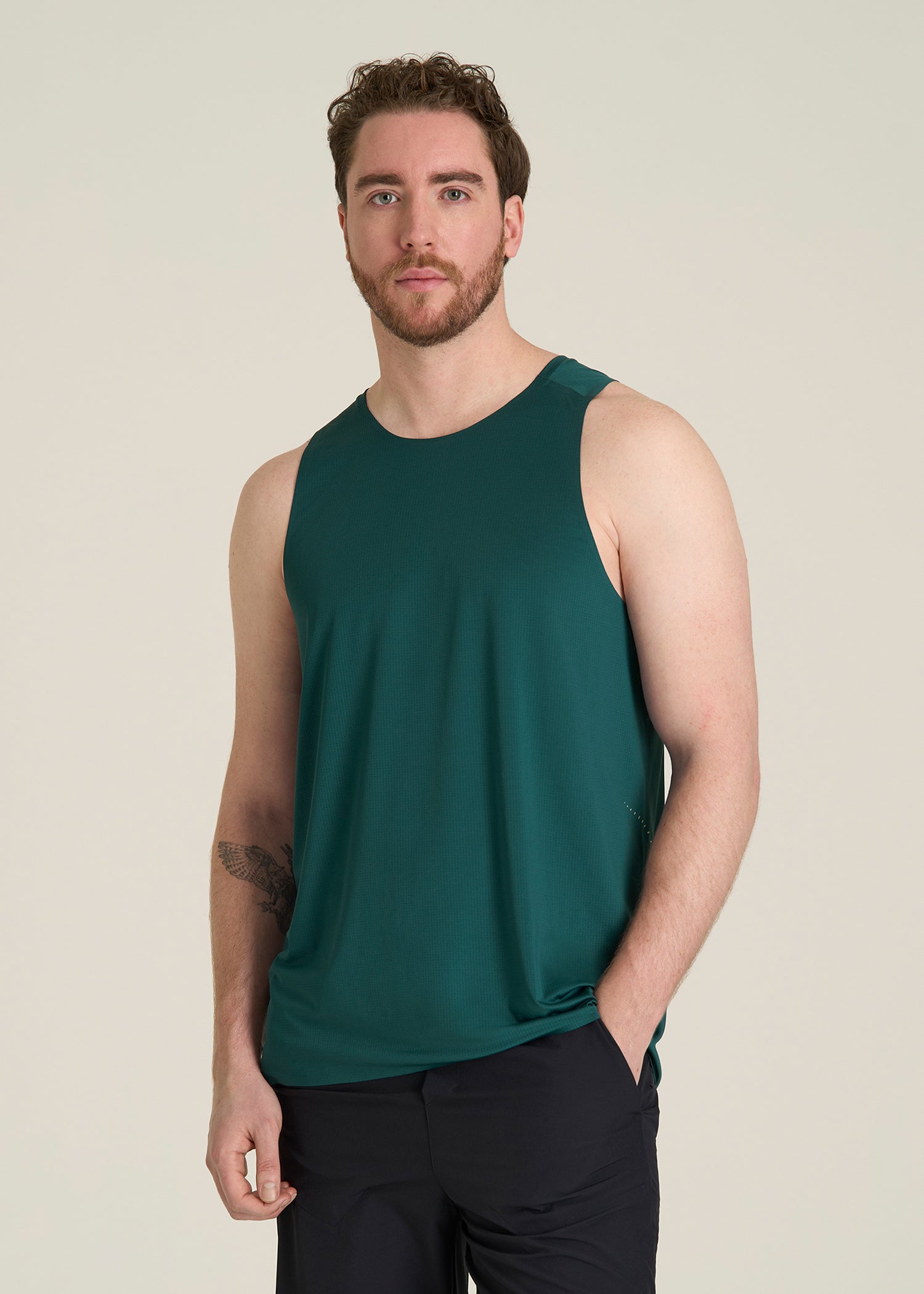 Perforated Training Singlet for Tall Men in Deep Teal