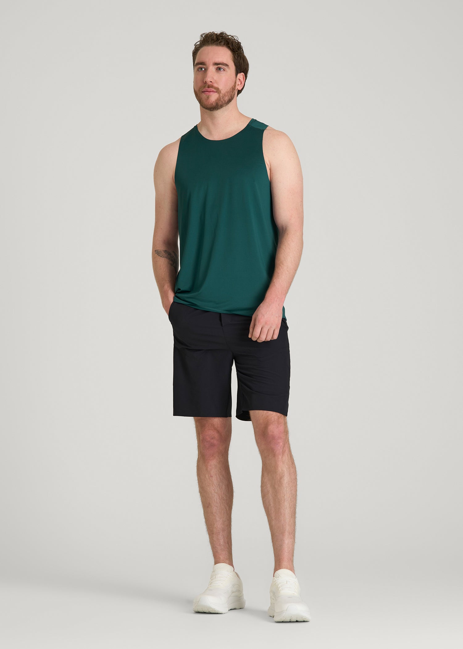 Perforated Training Singlet for Tall Men in Deep Teal