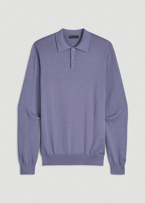 Polo Sweater for Tall Men in Blue Granite