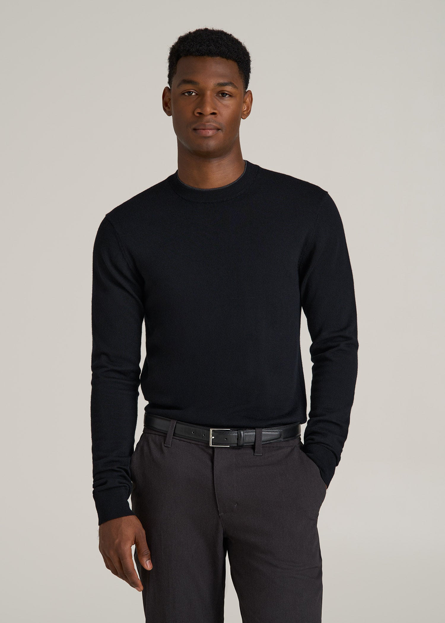 Merino Wool Crewneck Tip Sweater for Tall Men | American Tall