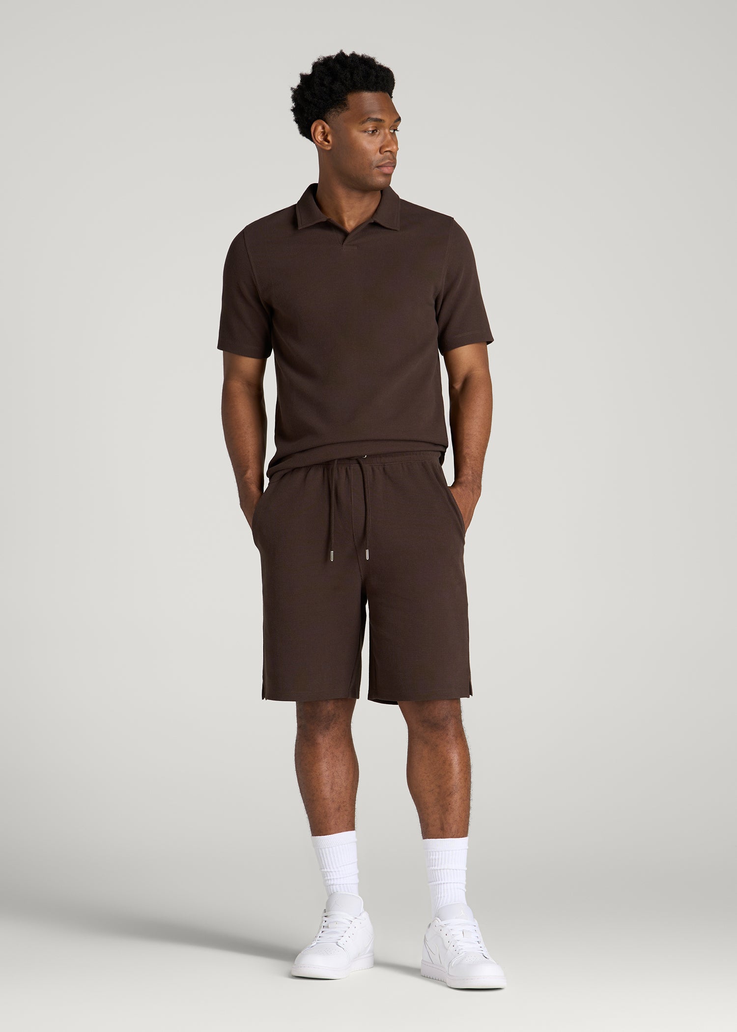 Micro Waffle Short for Tall Men in Espresso