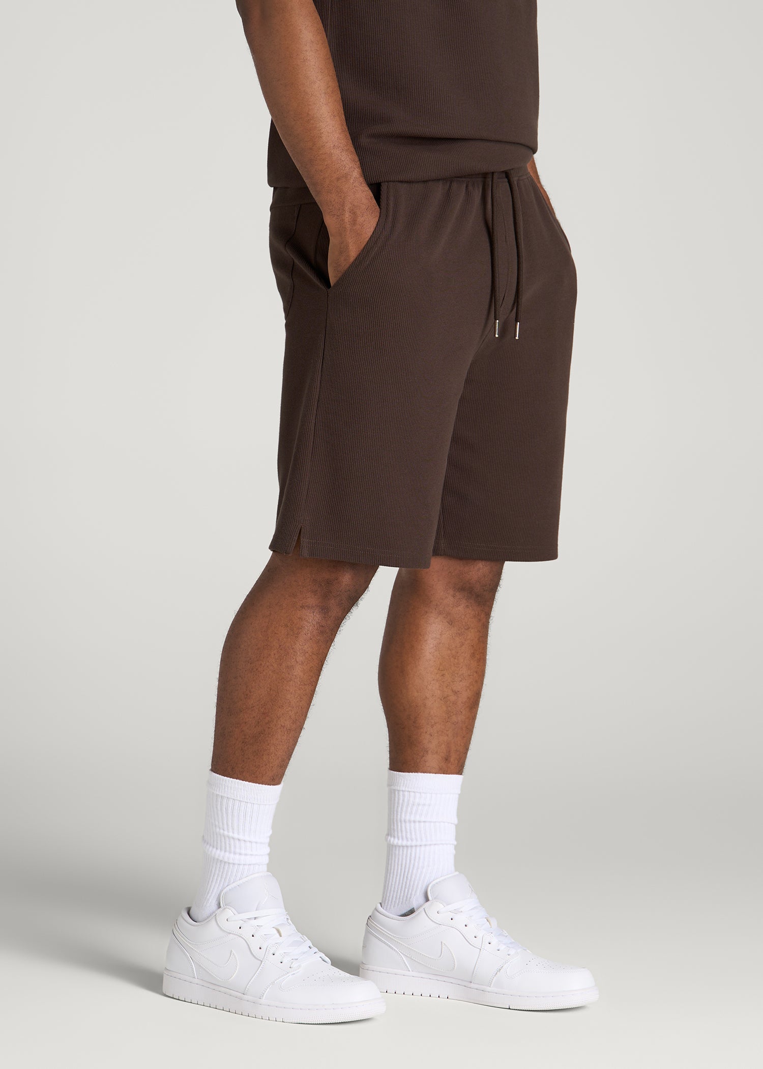 Micro Waffle Short for Tall Men in Espresso