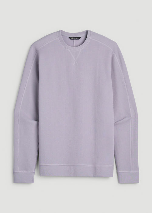 Micro-Waffle Crewneck for Tall Men in Dusty Lilac