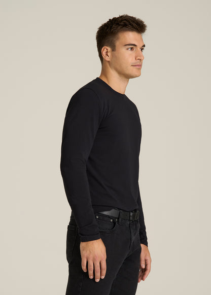 The Essential MODERN-FIT Crewneck Long Sleeve Tall Men's Tee in Black