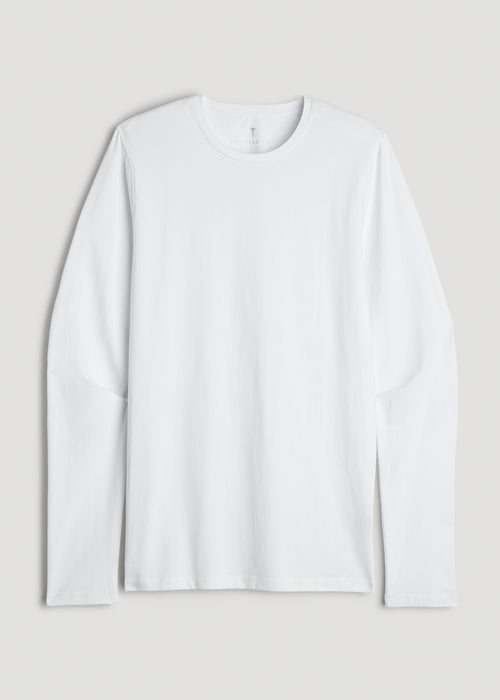 The Essential Modern Fit Crewneck Long Sleeve Tee for Tall Men in White