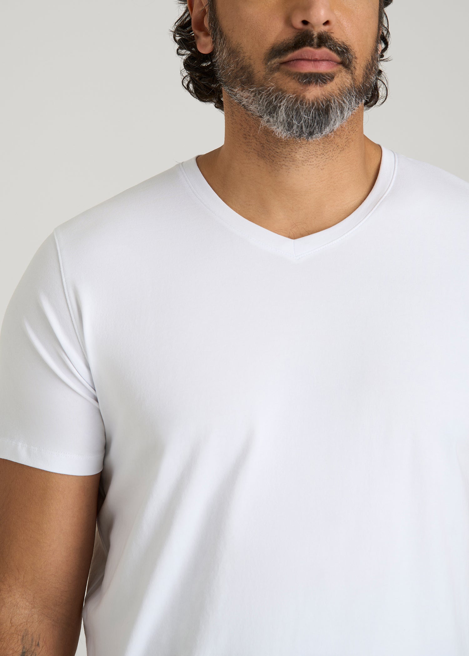 The Essential Modern Fit V-Neck Tee for Tall Men in White