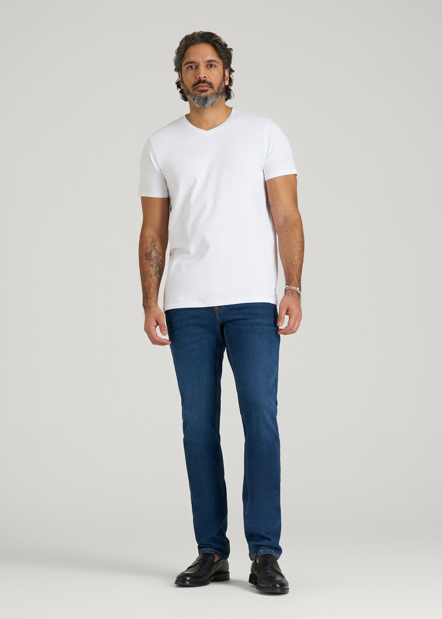 The Essential Modern Fit V-Neck Tee for Tall Men in White