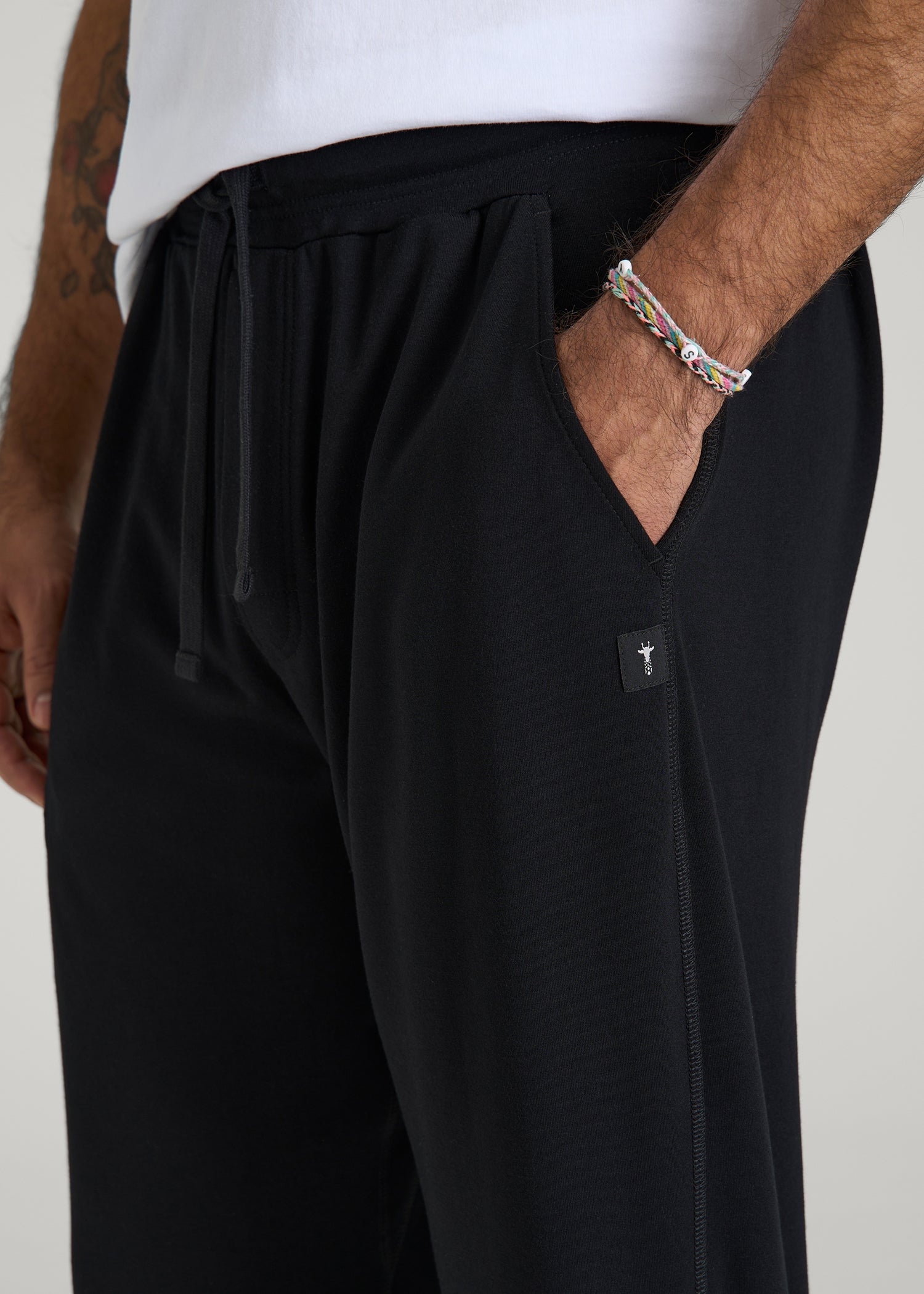 Open-Bottom Pajama Pants for Tall Men in Black