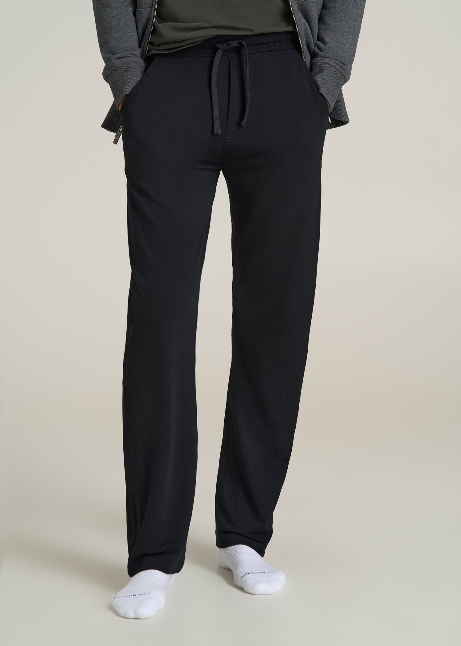 Open-Bottom Pajama Pants for Tall Men in Black