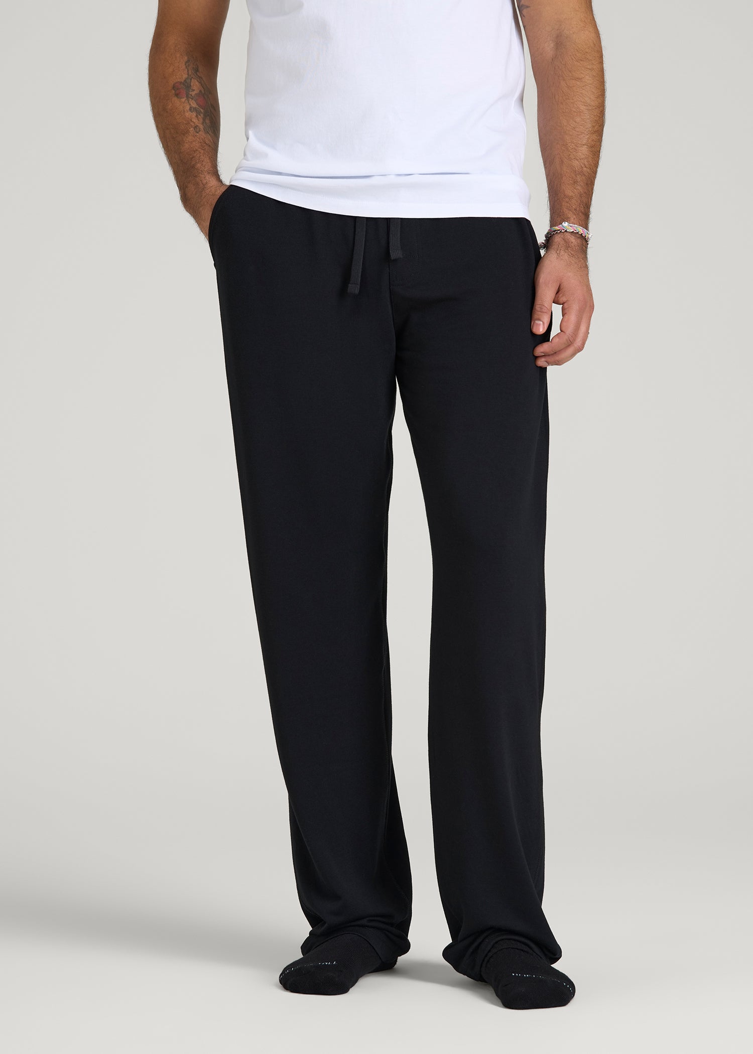 Open-Bottom Pajama Pants for Tall Men in Black