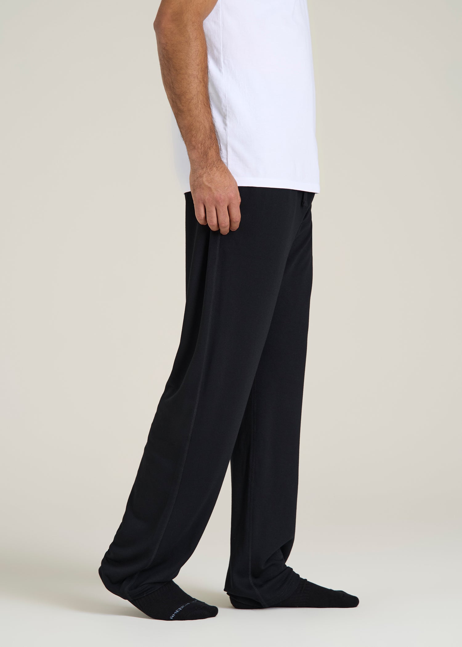 Open-Bottom Pajama Pants for Tall Men in Black