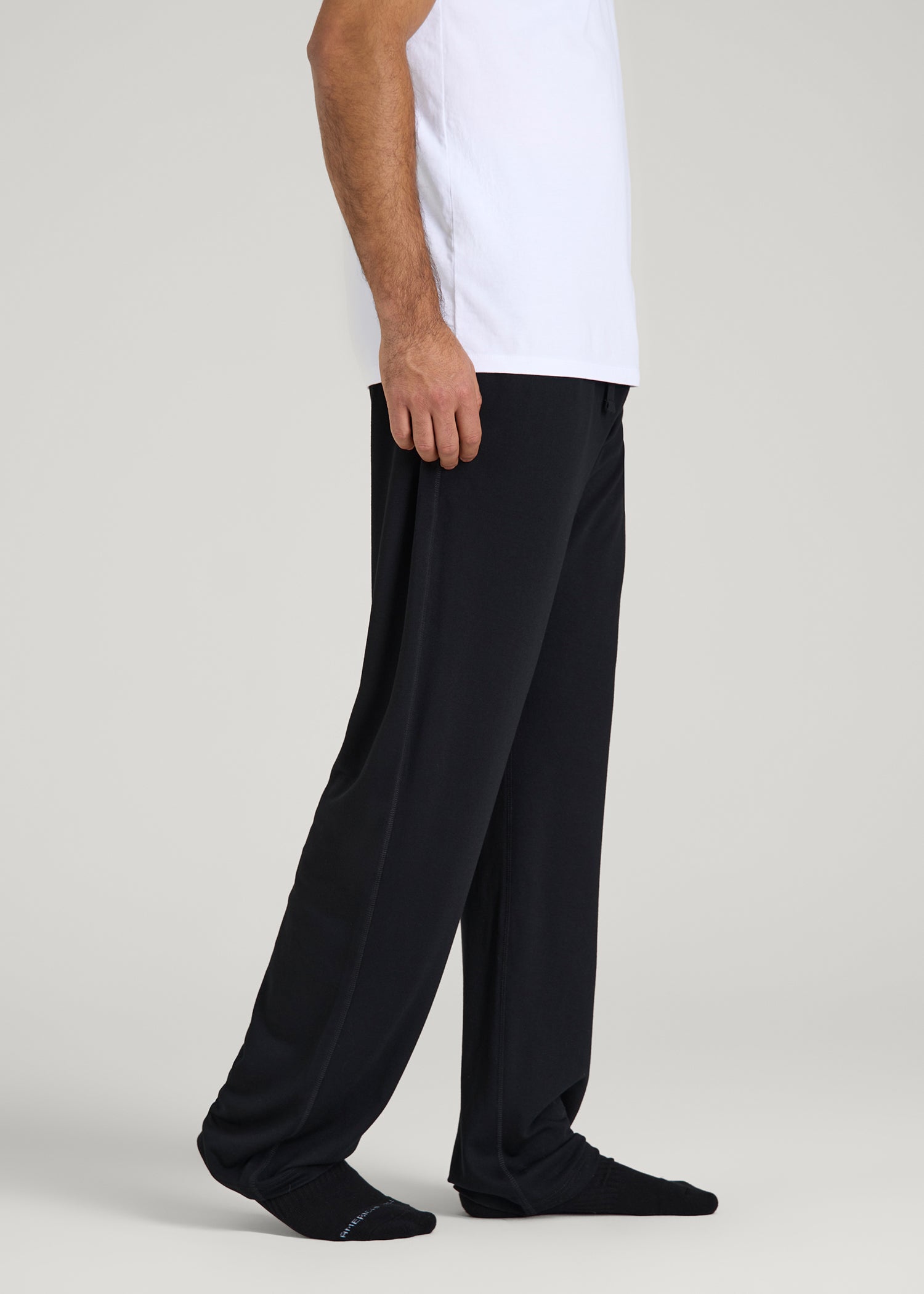 Open-Bottom Pajama Pants for Tall Men in Black
