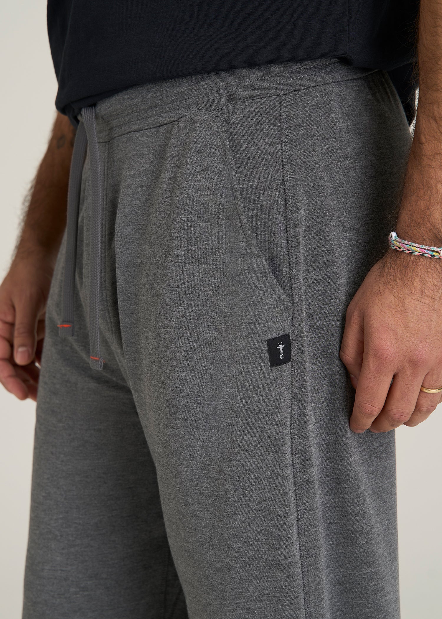 Open-Bottom Pajama Pants for Tall Men in Charcoal Mix