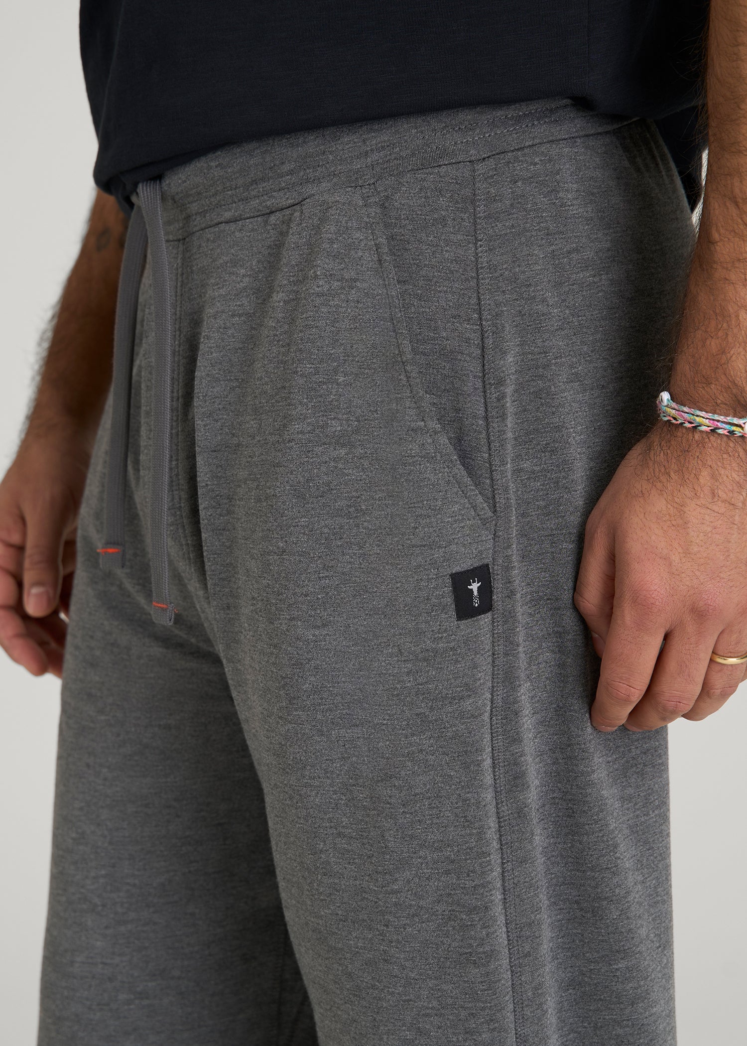 Open-Bottom Pajama Pants for Tall Men in Charcoal Mix