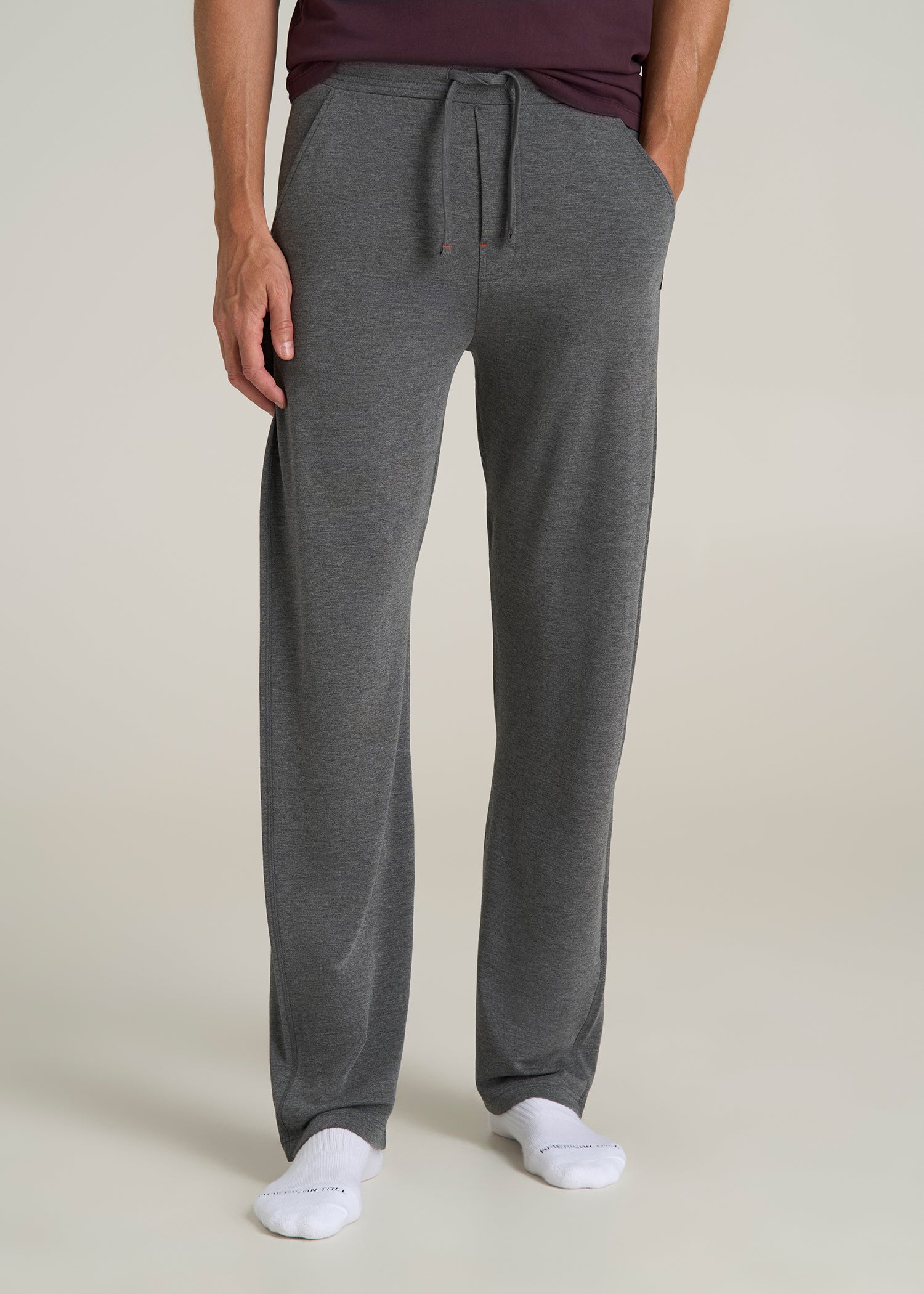 Open-Bottom Pajama Pants for Tall Men in Charcoal Mix