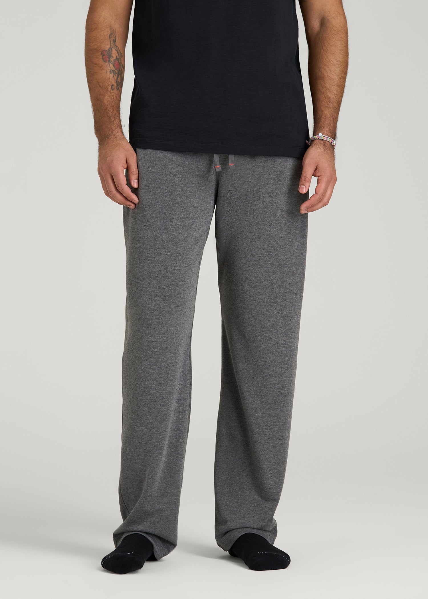 Open-Bottom Pajama Pants for Tall Men in Charcoal Mix