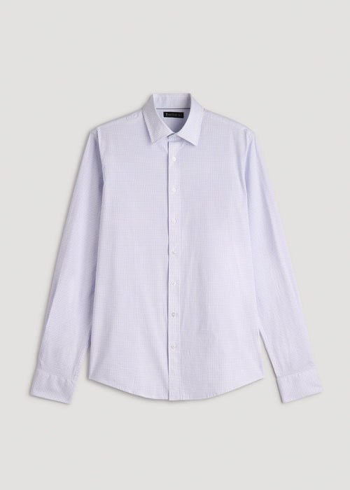 Oskar Easy Care Dress Shirt for Tall Men in Iris Mini Check