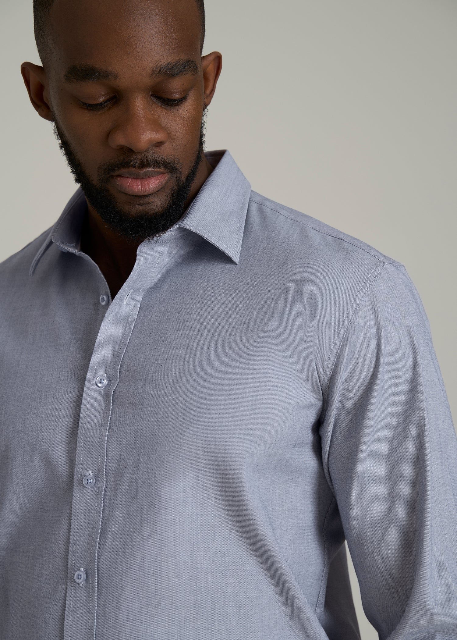 Oskar Button-Up Dress Shirt for Tall Men in Navy Micro Texture