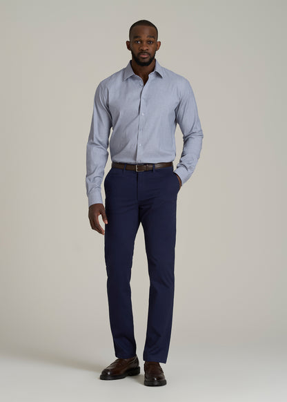 Oskar Button-Up Dress Shirt for Tall Men in Navy Micro Texture