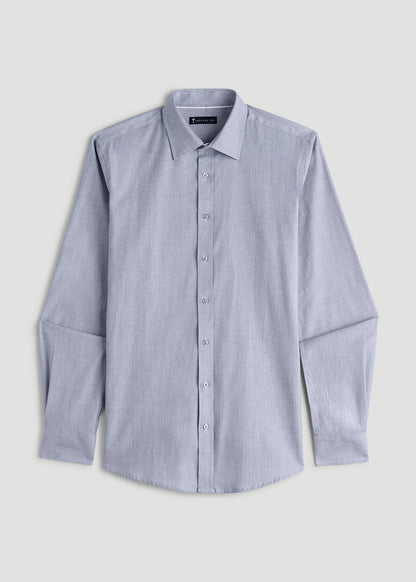 Oskar Button-Up Dress Shirt for Tall Men in Navy Micro Texture
