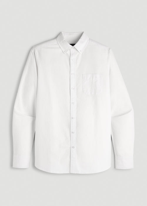 Oxford Cloth Button Down Shirt for Tall Men in Optic White