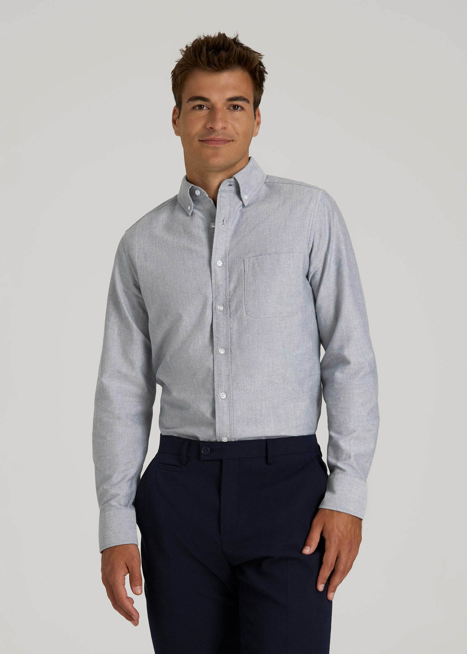 oxford cloth button down collar dress shirt Oxford Cloth Button Down Shirt for Tall Men in Tradewinds Blue L / Extra Tall / Tradewinds Blue