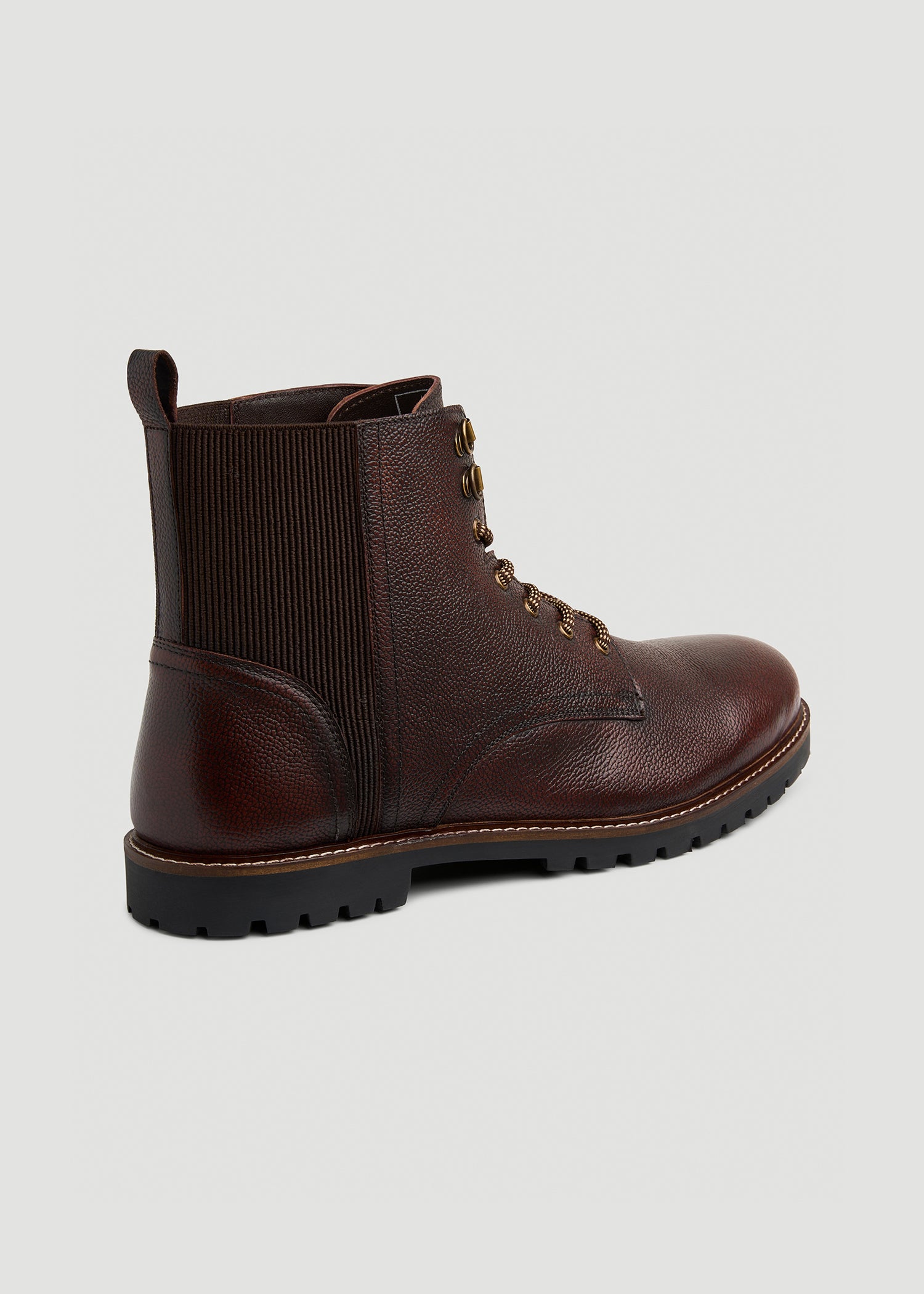 Pebbled Leather Lace-Up Boots for Tall Men in Dark Brown
