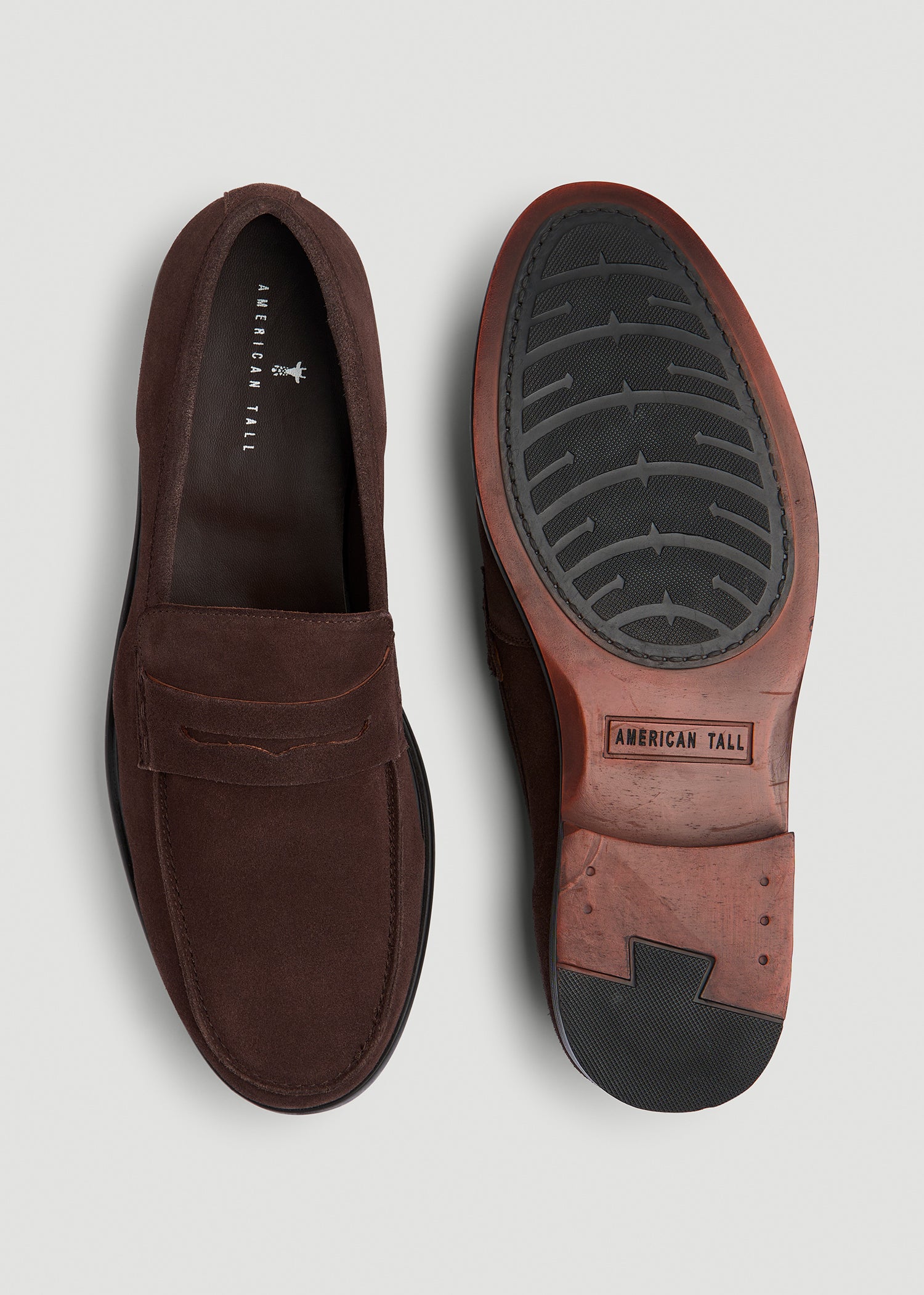 Penny Loafers for Tall Men in Dark Brown Suede