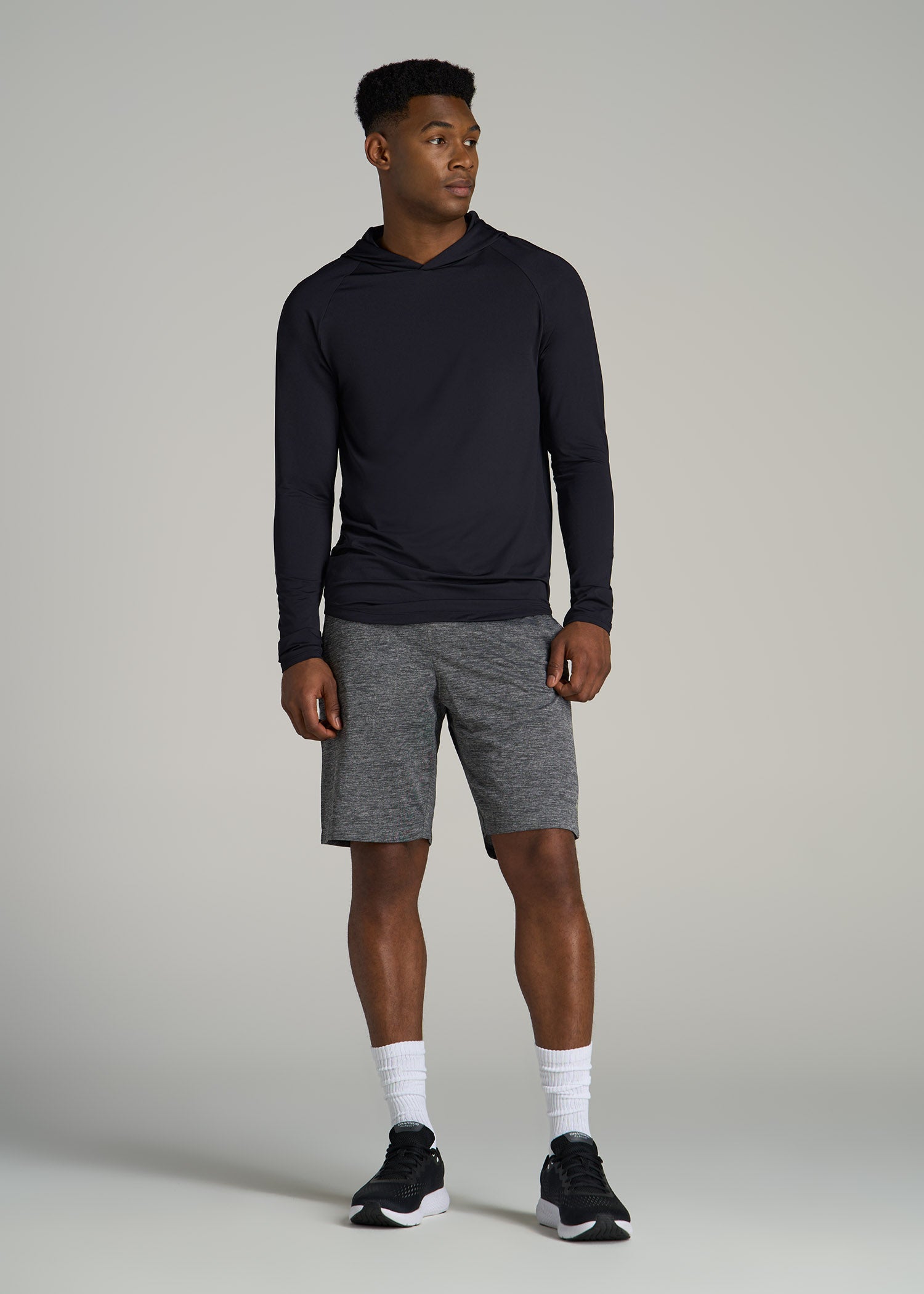 A.T. Performance Training Hoodie for Tall Men in Black