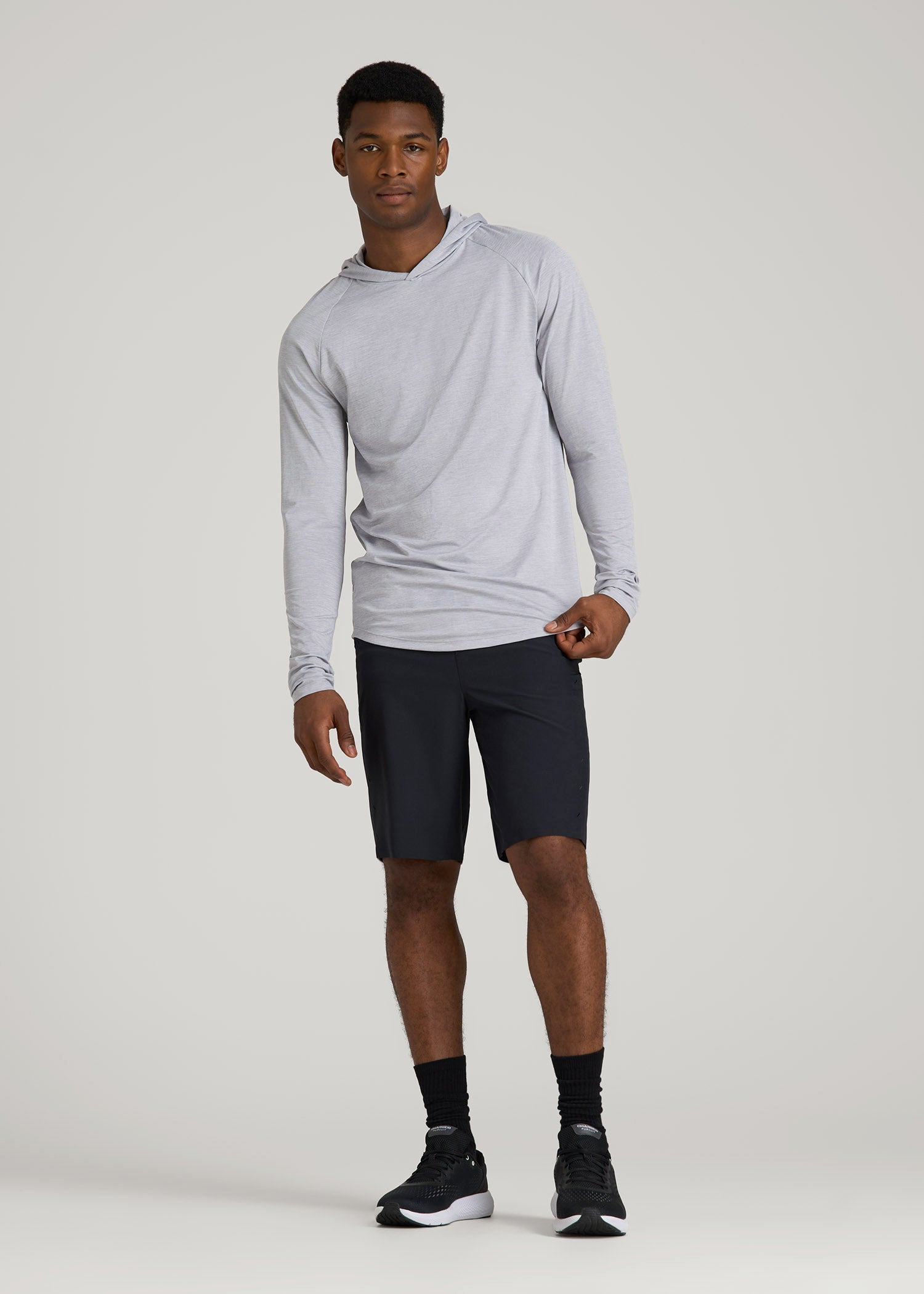 A.T. Performance Training Hoodie for Tall Men in Light Silver
