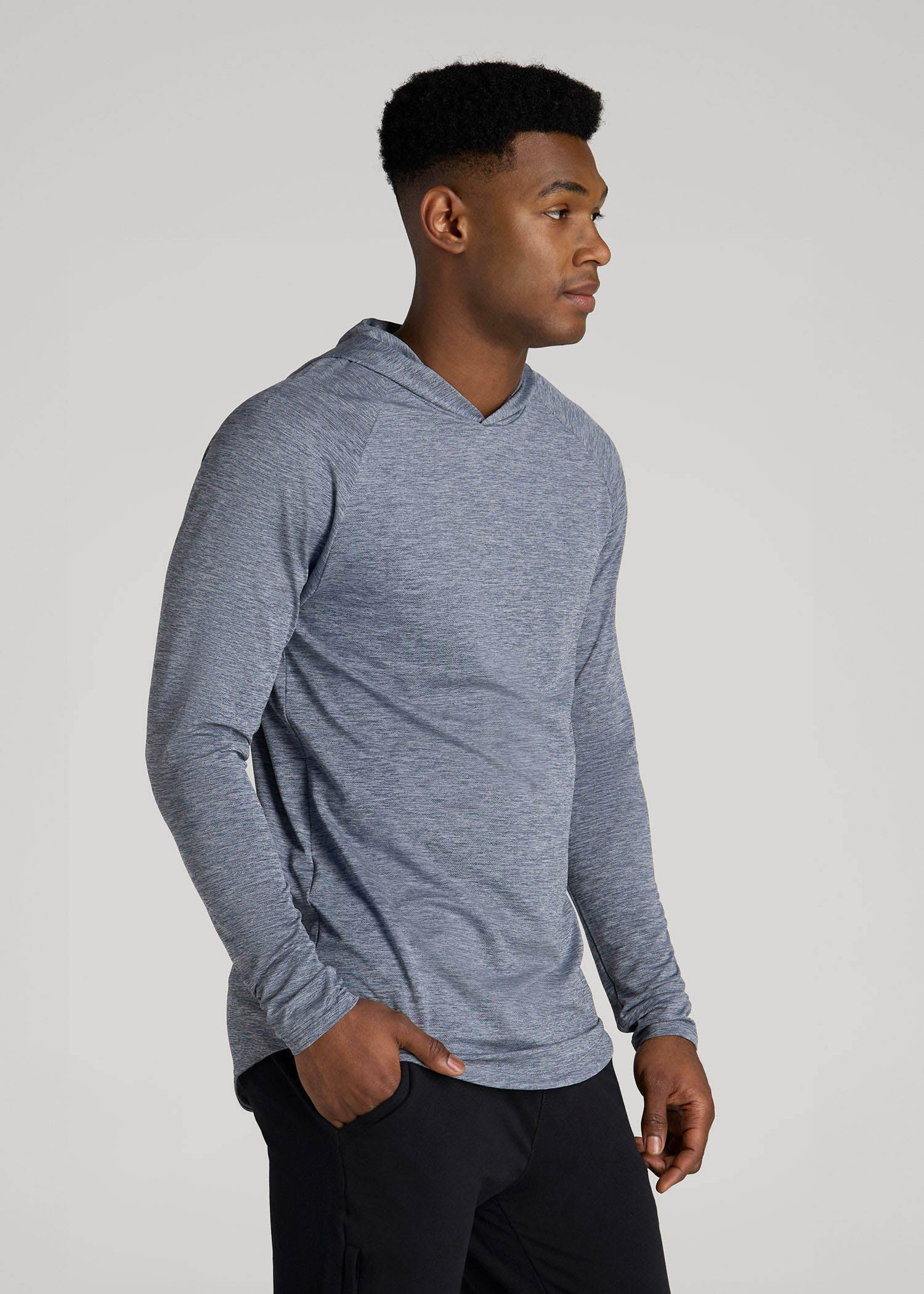 A.T. Performance Training Hoodie for Tall Men in Navy Space Dye