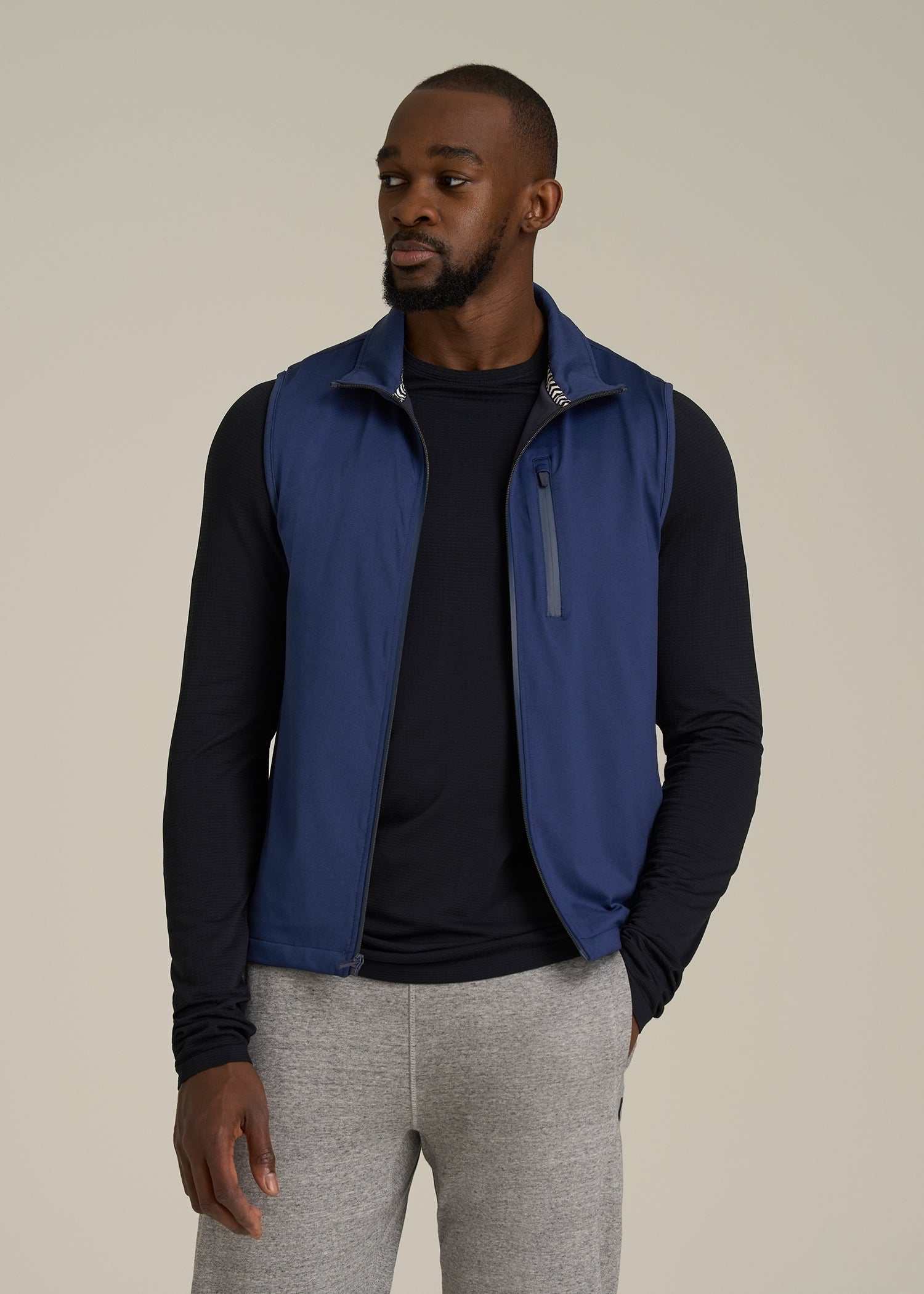 Performance Vest for Tall Men in Blue Mix