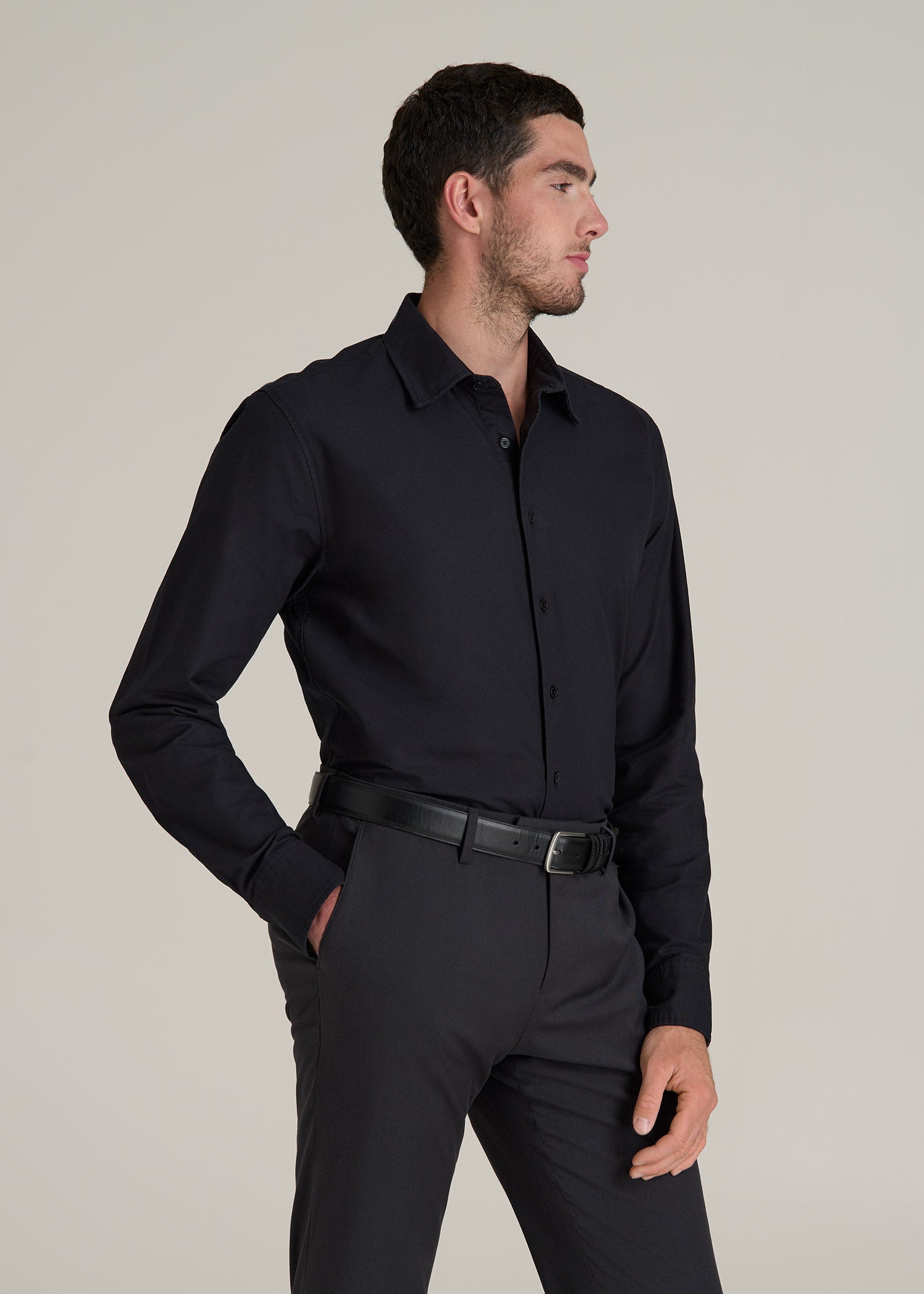 Pinpoint Oxford Shirt for Tall Men in Black