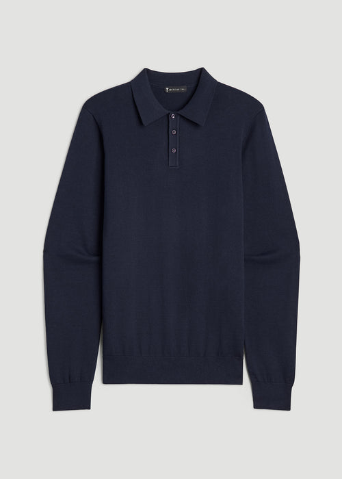 Polo Sweater for Tall Men in Evening Blue