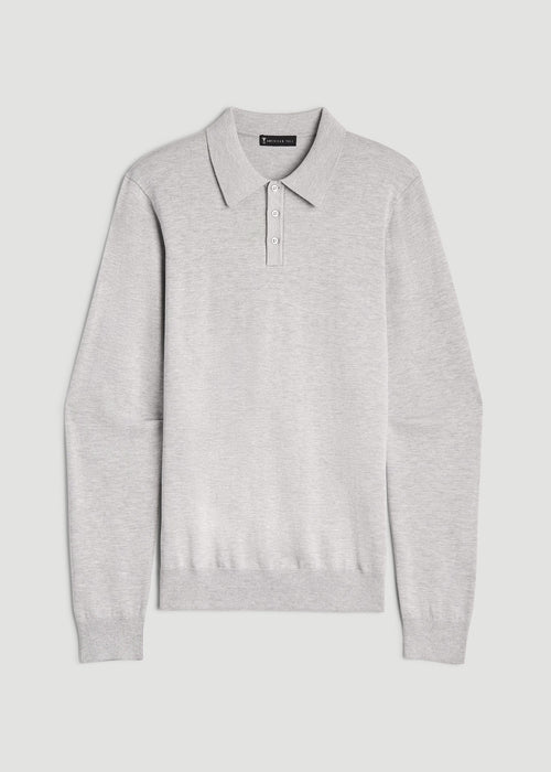 Polo Sweater for Tall Men in Light Grey