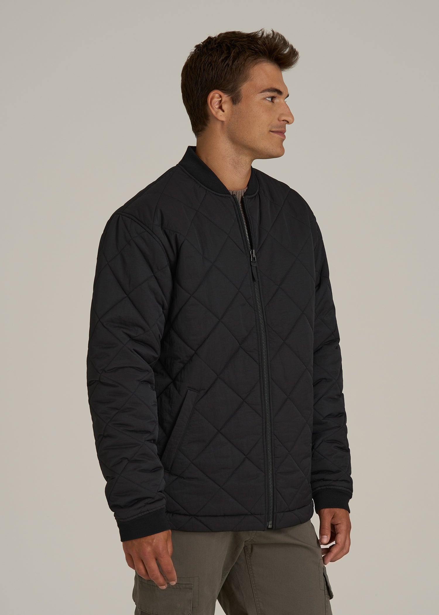 Quilted Jacket for Tall Men in Black